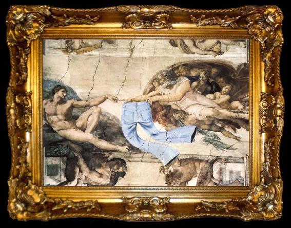 framed  Michelangelo Buonarroti Adams Creation, ta009-2